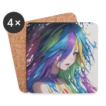Anime Girl Paint Splash - Untersetzer (4er-Set) - Weiß - Vorne