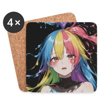 Anime Girl Paint Splash 5 - Dessous de verre (lot de 4) - blanc - Devant