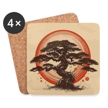 Bonsai Enso Japan - Coasters (set of 4) - white - Front