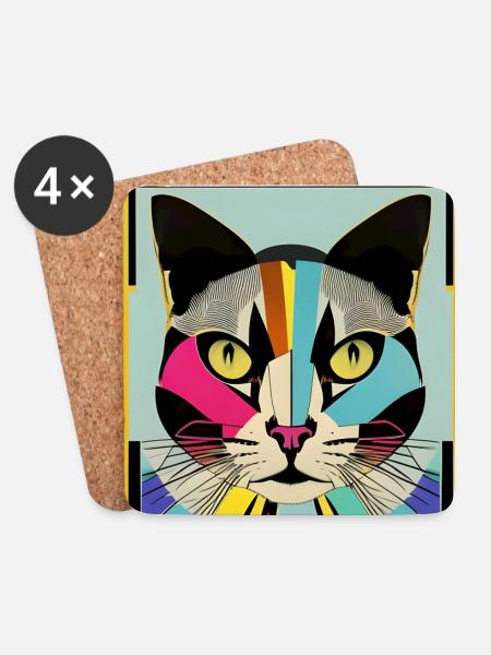 Cat Fred - Coasters (set of 4) - white