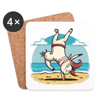 Einhorn-Athlet - Untersetzer (4er-Set) - Weiß - Vorne