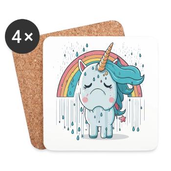 Einhorn im Schmerz - Untersetzer (4er-Set) - Weiß - Vorne