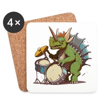 Rockin Triceratops - Coasters (set of 4) - white - Front