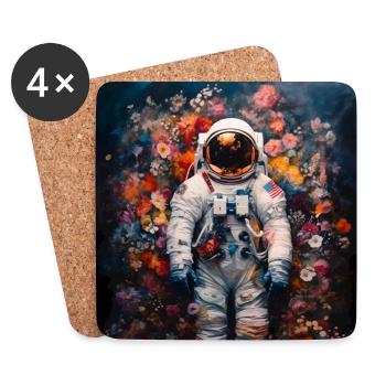 Astronaut Flowers Infinity - Coasters (set of 4) - white - Front