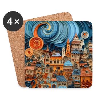 Papier Stadt - Untersetzer (4er-Set) - Weiß - Vorne