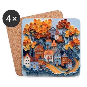 Papier Stadt - Untersetzer (4er-Set) - Weiß - Vorne