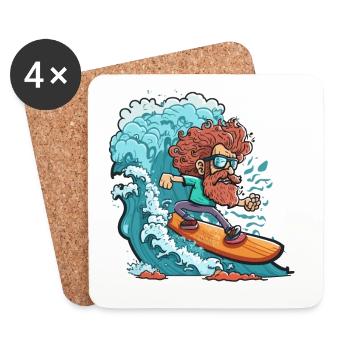Surfer sur les géants - Dessous de verre (lot de 4) - blanc - Devant