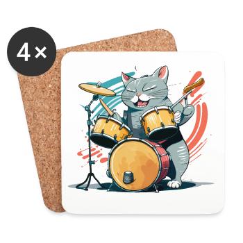 Rocker Cat - Coasters (set of 4) - white - Front
