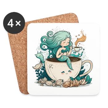 Mermaids morning pick-me-up - Coasters (set of 4) - white - Front