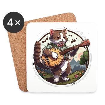 Melodic Cat - Coasters (set of 4) - white - Front