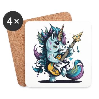 Licorne Rockin - Dessous de verre (lot de 4) - blanc - Devant