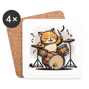 Rhythmische Katze - Untersetzer (4er-Set) - Weiß - Vorne