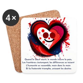 Smiling, colorized and poetic heart - Coasters (set of 4) - white - Front