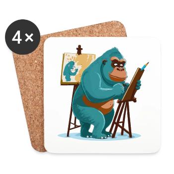 Chef-d’œuvre du singe - Dessous de verre (lot de 4) - blanc - Devant