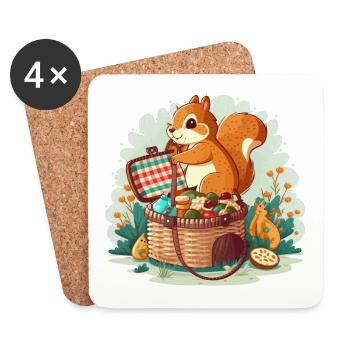 Picknick-Freunde - Untersetzer (4er-Set) - Weiß - Vorne