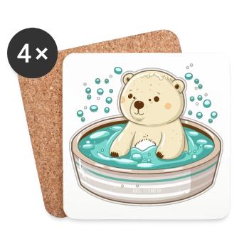 Relaxing Polar Bear - Coasters (set of 4) - white - Front