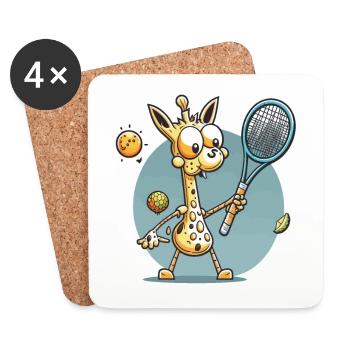 Tennis Pro Giraffe - Coasters (set of 4) - white - Front