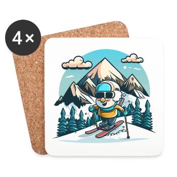 Abenteuer im Schnee - Untersetzer (4er-Set) - Weiß - Vorne