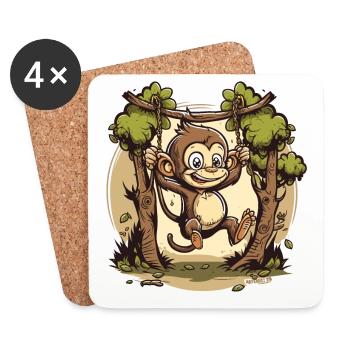 Swinging Monkey - Coasters (set of 4) - white - Front