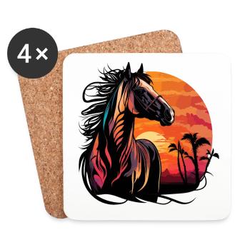 Sunset Stallion - Coasters (set of 4) - white - Front