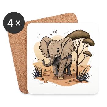 Géant de la savane - Dessous de verre (lot de 4) - blanc - Devant