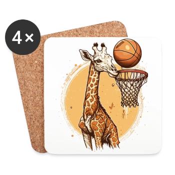 Giraffe on the Court - Coasters (set of 4) - white - Front