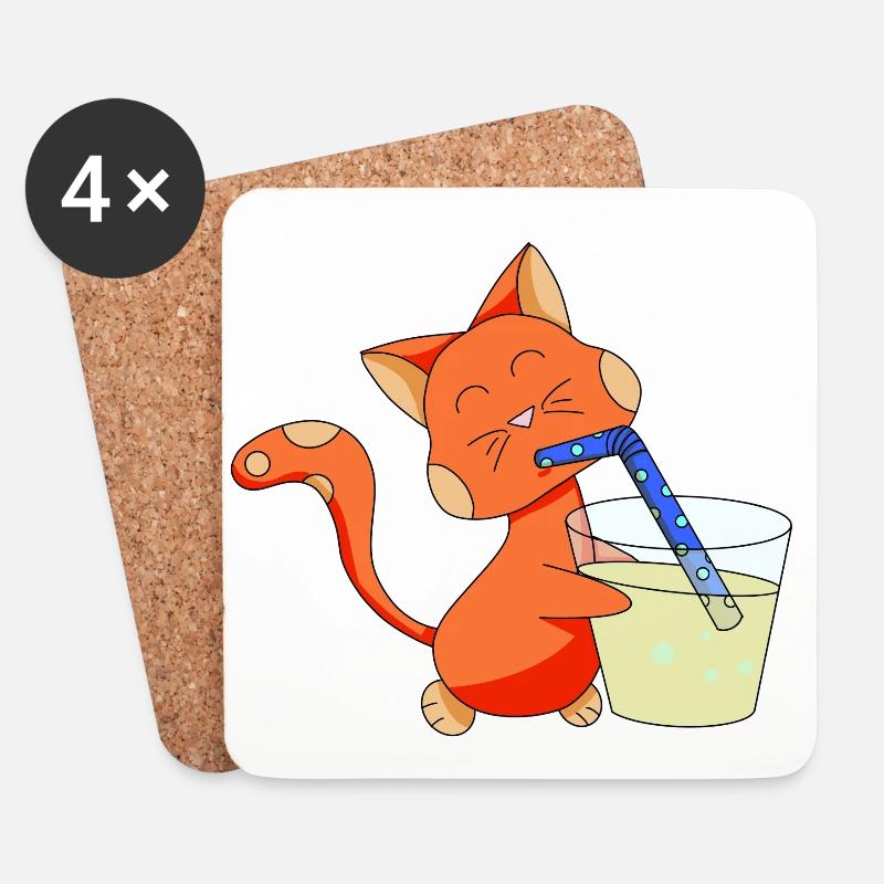 Limo Katze - Untersetzer (4er-Set) - Weiß