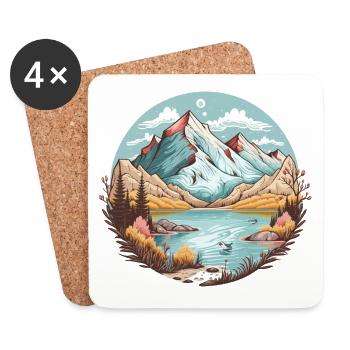 Peaceful Mountain Retreat - Coasters (set of 4) - white - Front