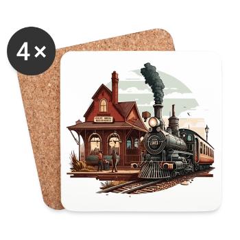 Steaming into the Station - Coasters (set of 4) - white - Front