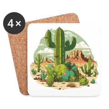Le Royaume des Cactus - Dessous de verre (lot de 4) - blanc - Devant