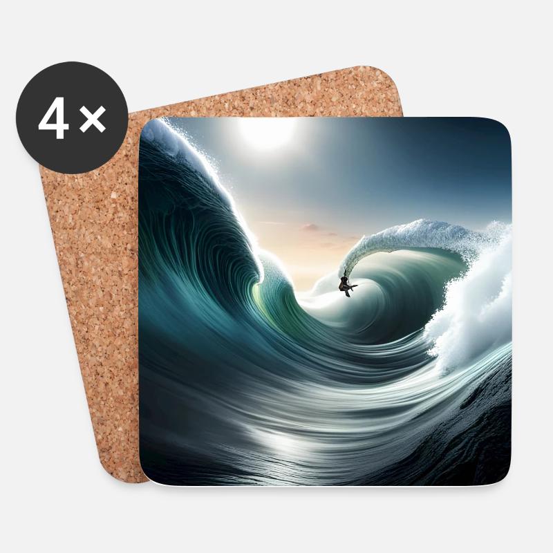Surfing tubewave - Untersetzer (4er-Set) - Weiß
