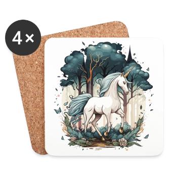 The Enchanted Unicorn - Coasters (set of 4) - white - Front
