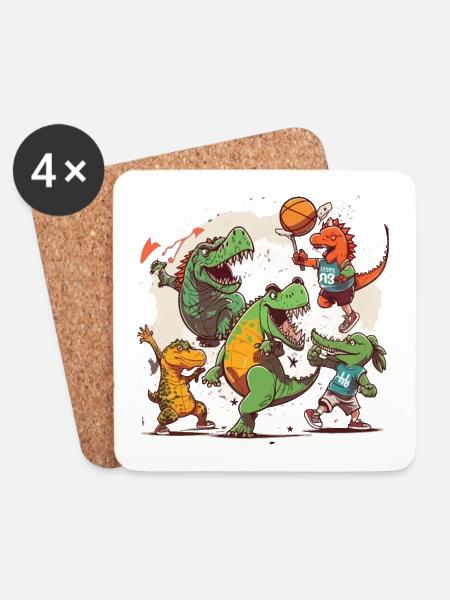 Die Dino-Spiele - Untersetzer (4er-Set) - Weiß
