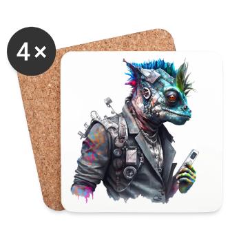 CS Cameleon, animal de la collection Cyber Squad - Dessous de verre (lot de 4) - blanc - Devant