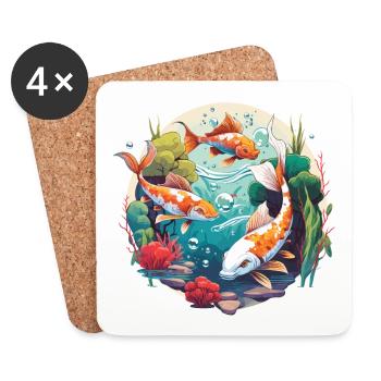 Koi Wonderland - Coasters (set of 4) - white - Front