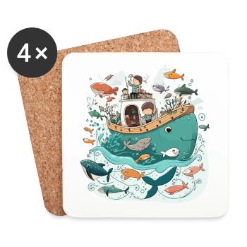Sail Away: Aventure océanique - Dessous de verre (lot de 4) - blanc - Devant