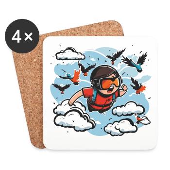 Sky High: Aventure de parachutisme - Dessous de verre (lot de 4) - blanc - Devant