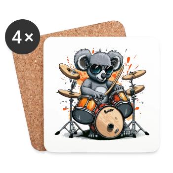 Koala-Trommler - Untersetzer (4er-Set) - Weiß - Vorne
