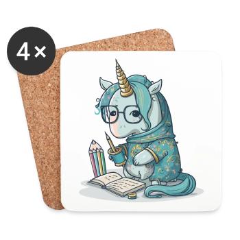 Unicorn Calligrapher - Coasters (set of 4) - white - Front