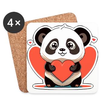 panda with heart - Untersetzer (4er-Set) - Weiß - Vorne