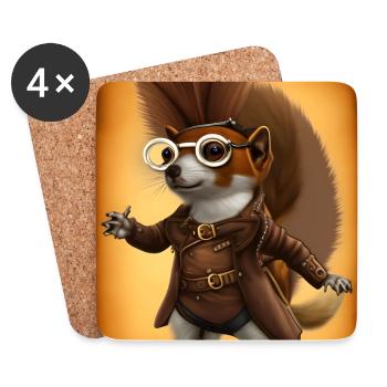 Steampunk Squirrel wearing Glasses - Untersetzer (4er-Set) - Weiß - Vorne