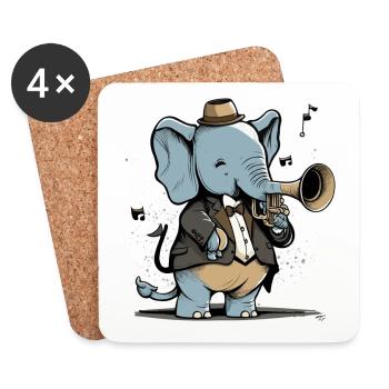 Jazziger Elefant - Untersetzer (4er-Set) - Weiß - Vorne