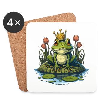Grenouille royale - Dessous de verre (lot de 4) - blanc - Devant