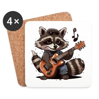 Rocker raton laveur - Dessous de verre (lot de 4) - blanc - Devant