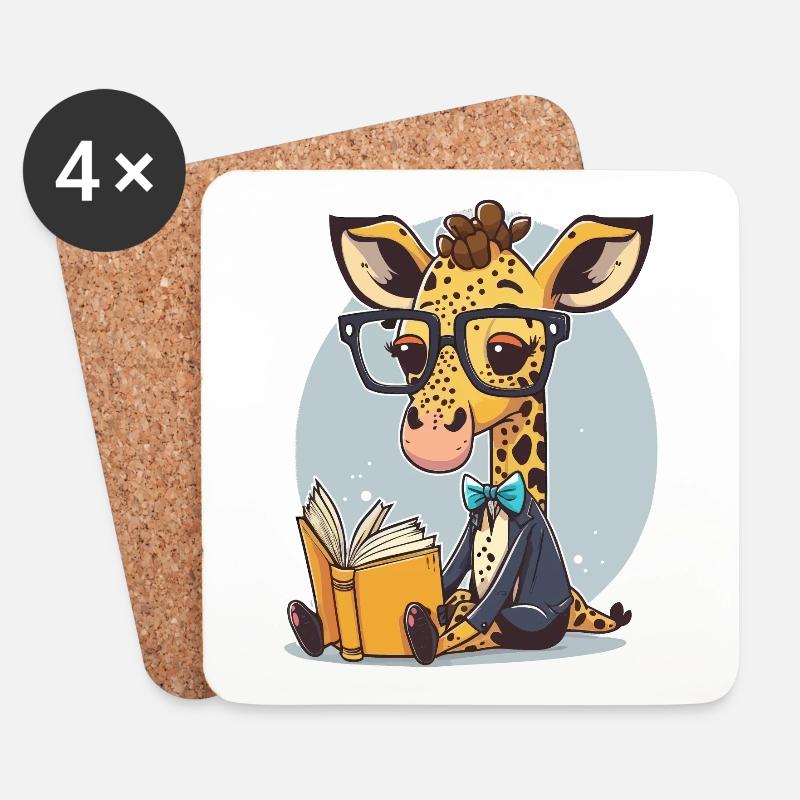 Giraffen-Bibliothekarin - Untersetzer (4er-Set) - Weiß