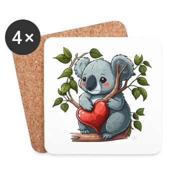 Adorable Koala - Dessous de verre (lot de 4) - blanc - Devant