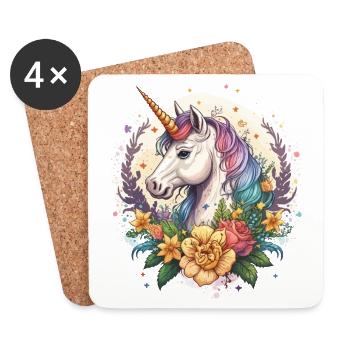 Licorne magique - Dessous de verre (lot de 4) - blanc - Devant
