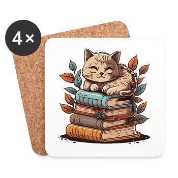 The Bookish Cat - Coasters (set of 4) - white - Front