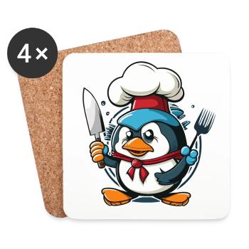 Cooking Penguin - Coasters (set of 4) - white - Front