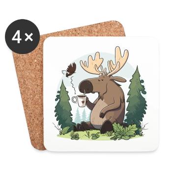 Moose Mornin Joe - Coasters (set of 4) - white - Front